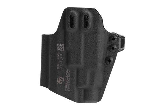 Black Kydex holster for concealed carry.